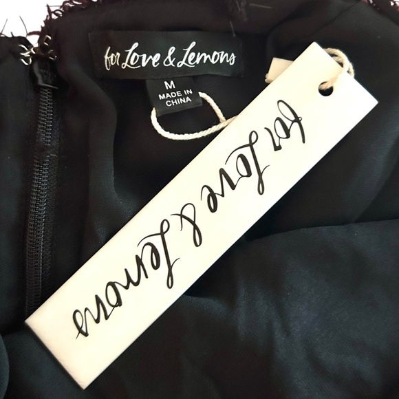 For Love & Lemons Kamara Mini Dress Sz M Black Metallic Shaggy Tie Back Dress - Picture 7 of 9